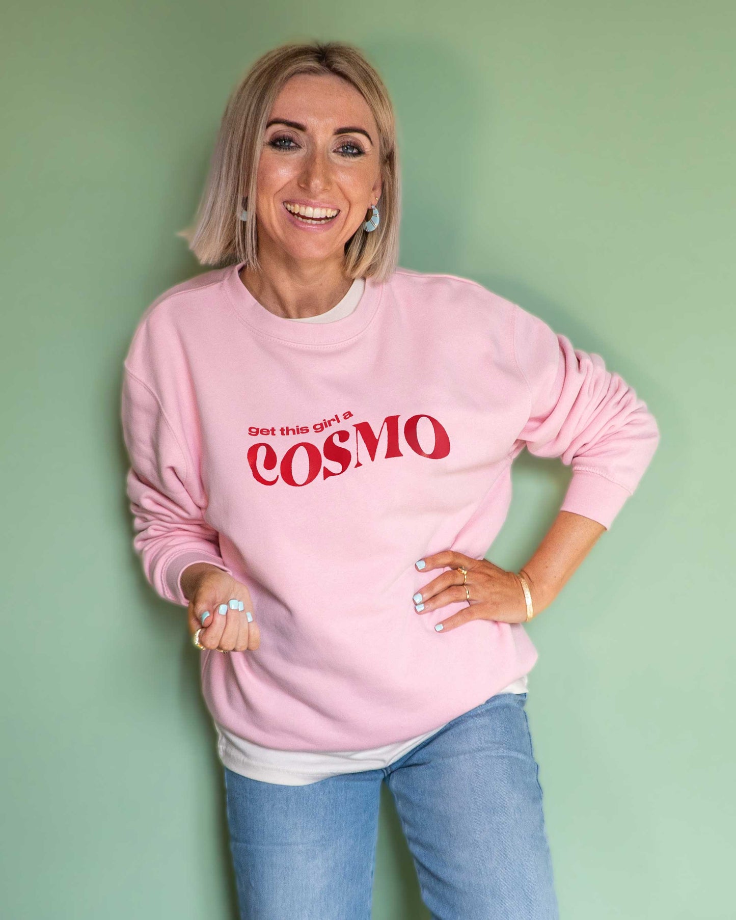 Cosmo Cocktail Slogan Pink Sweatshirt