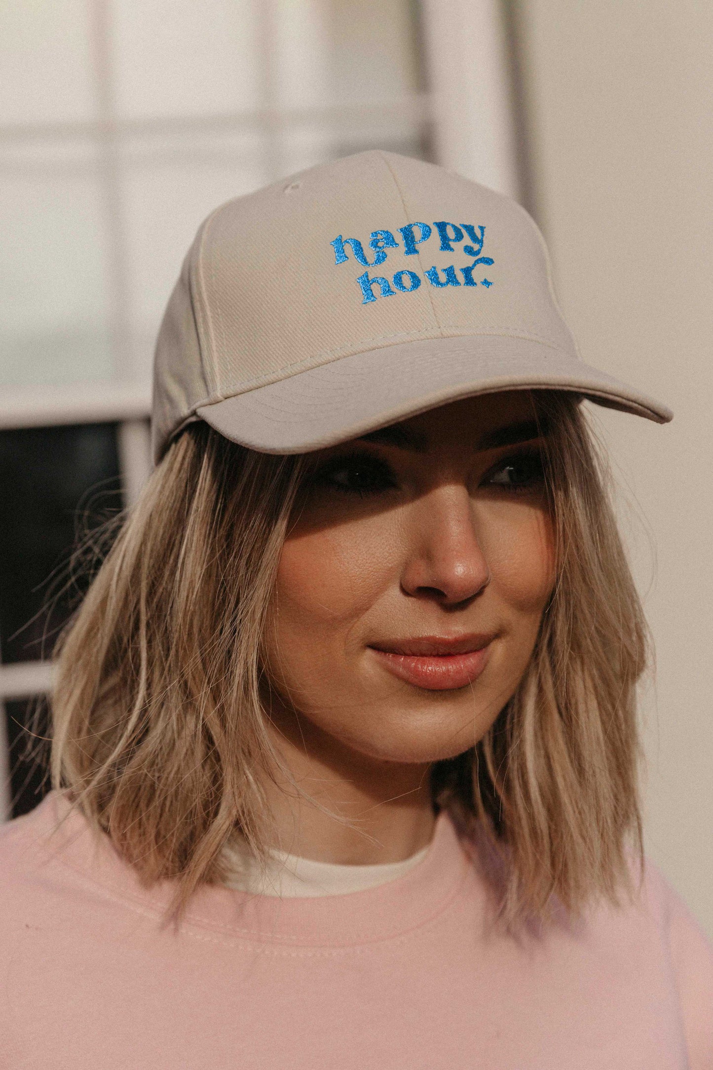 Embroidered Happy Hour Slogan Cap