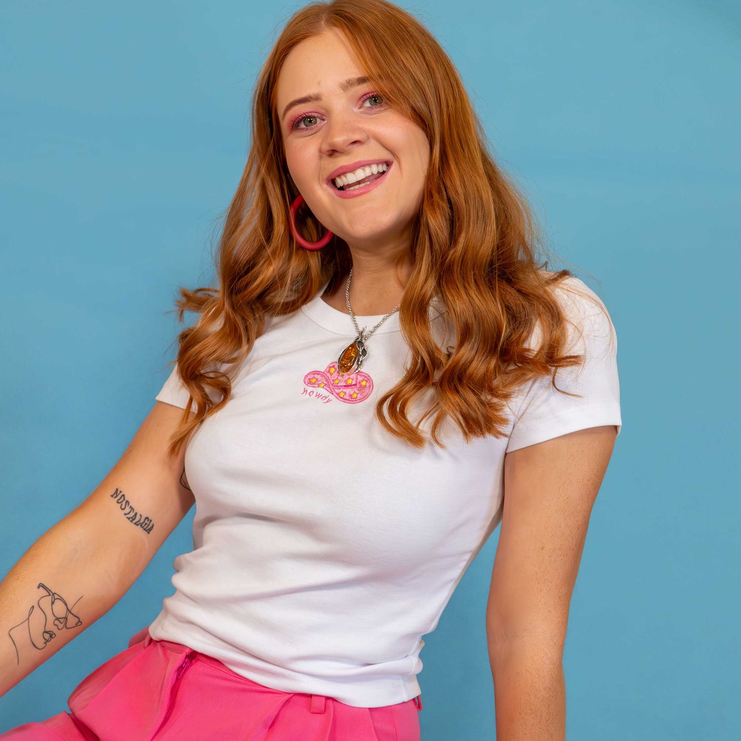 Howdy Cowboy Hat Cropped Baby Tee