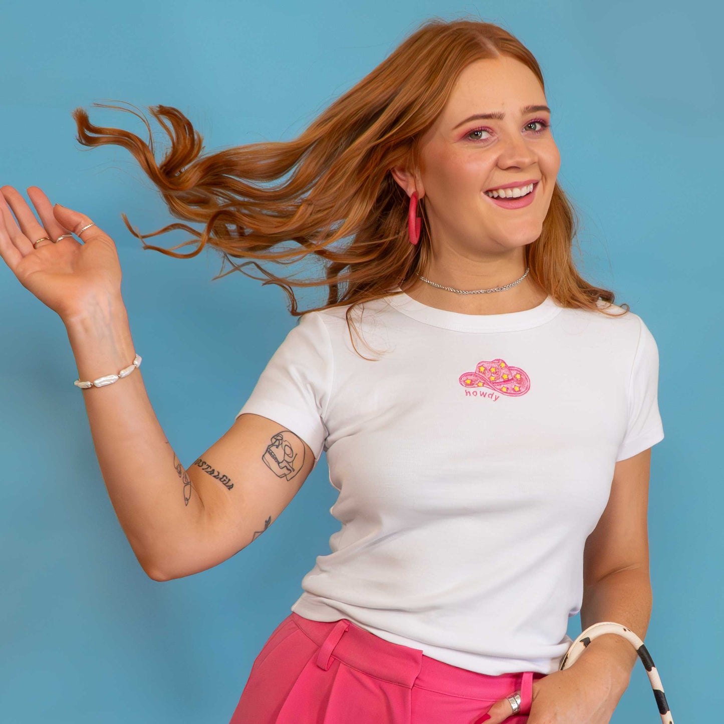 Howdy Cowboy Hat Cropped Baby Tee