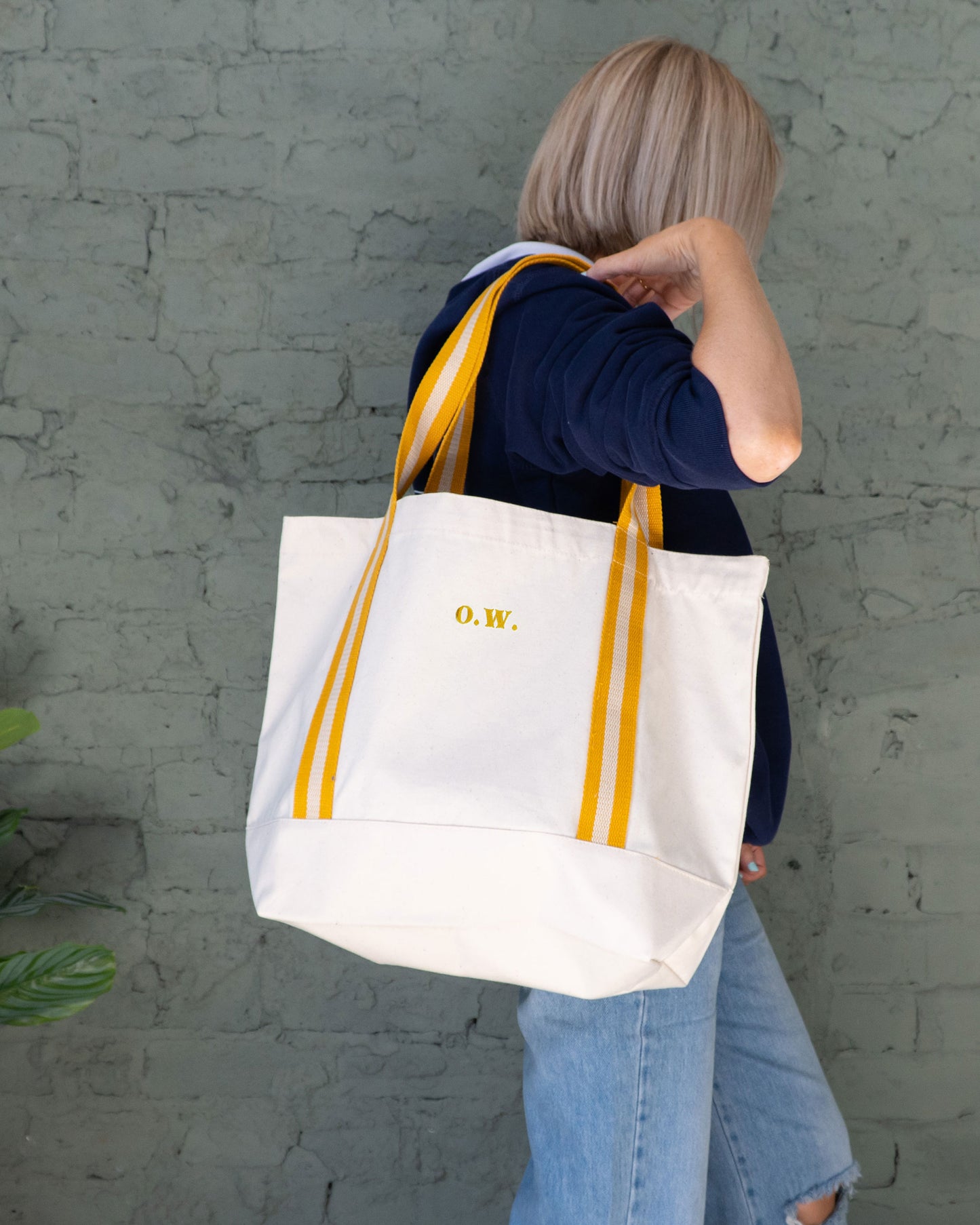 Embroidered Retro Initials Boat Bag