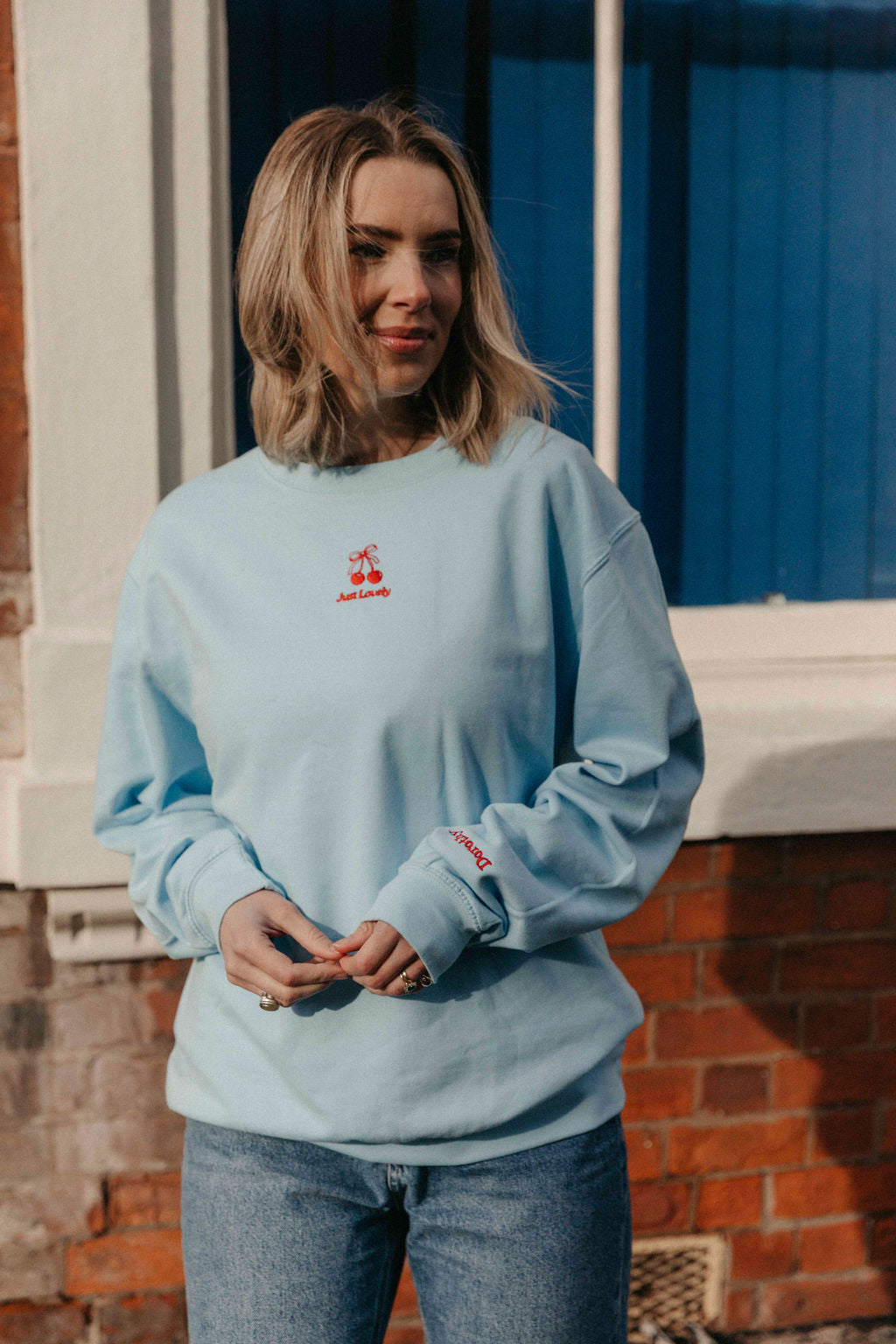 Embroidered Cherry Adult and Child Sweatshirt Set