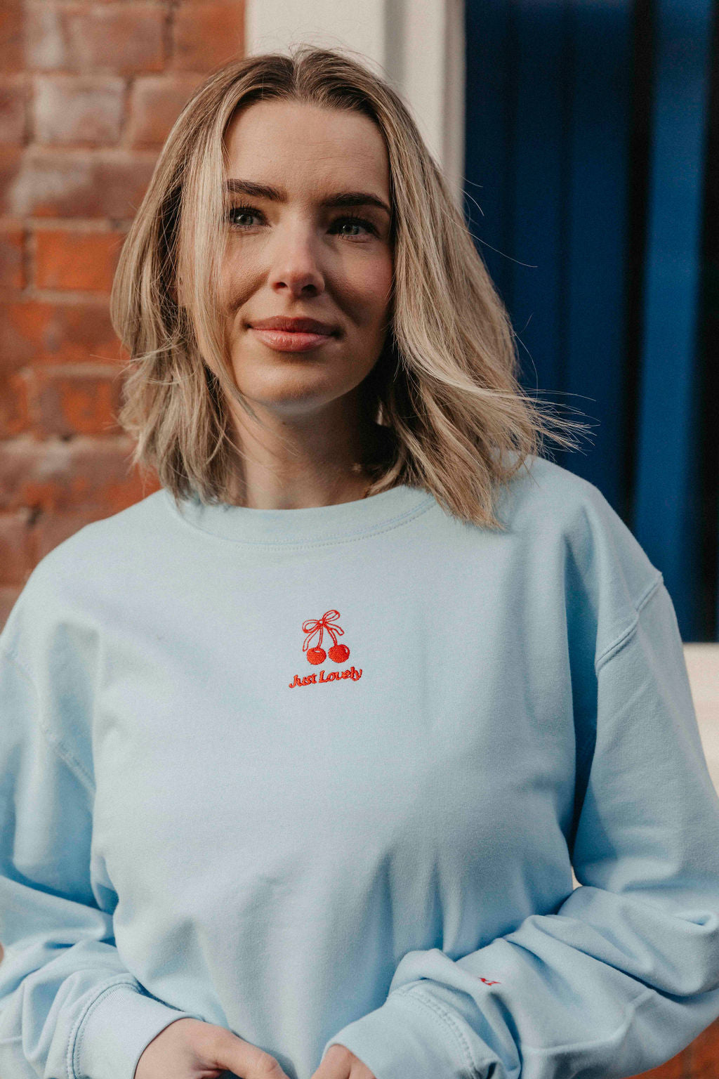Embroidered Cherry Adult and Child Sweatshirt Set