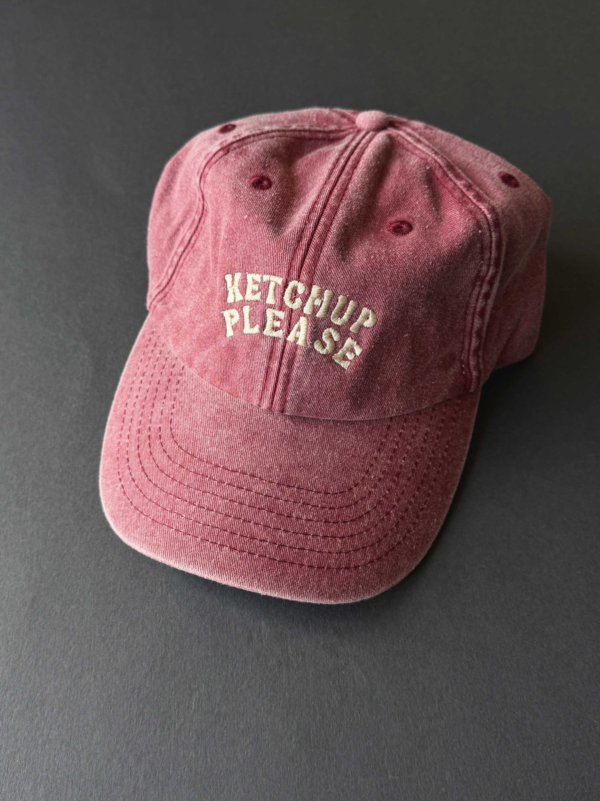 Embroidered Slogan 'Ketchup Please' Cap by Rock On Ruby