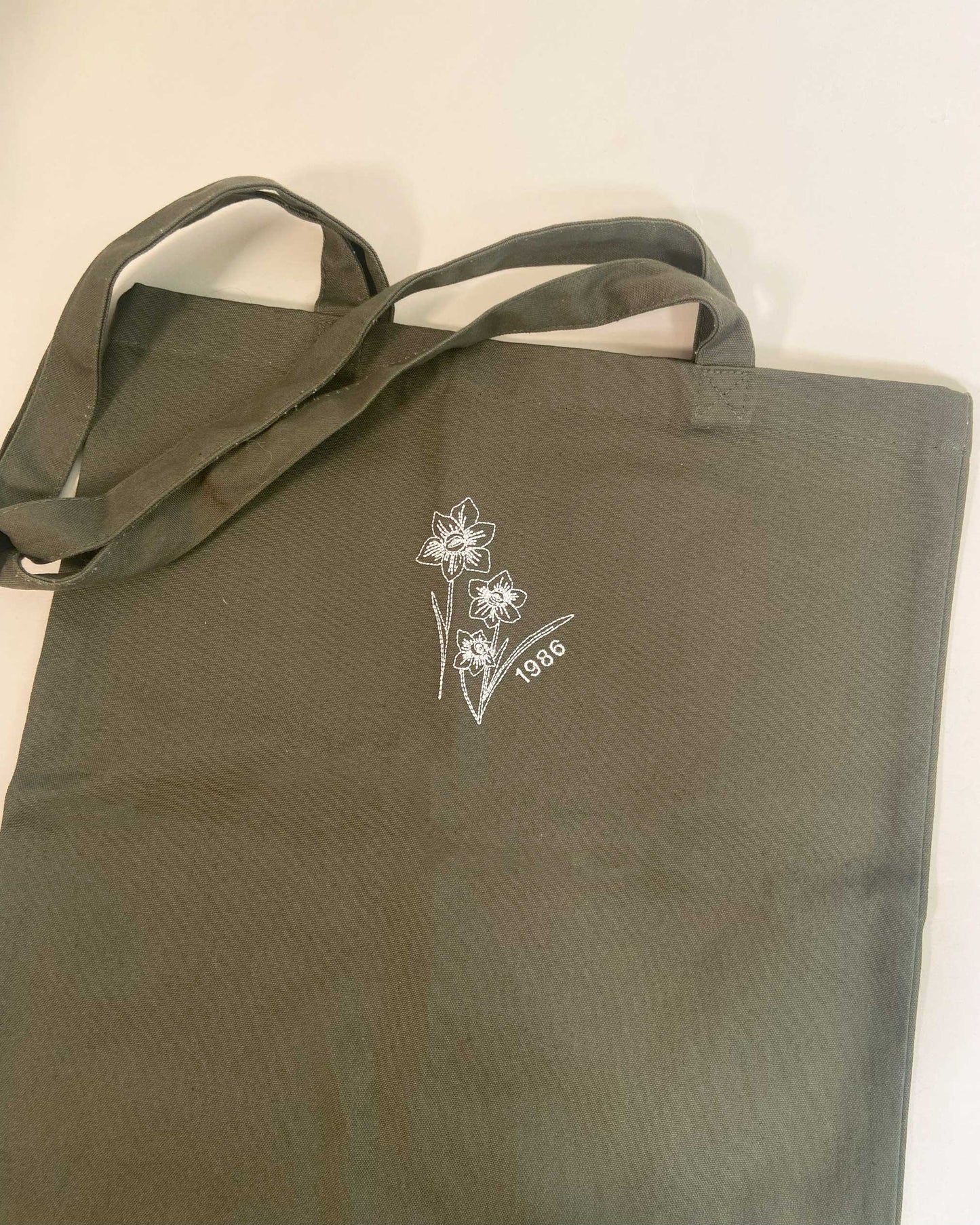 Khaki 1986 Flower Tote Bag