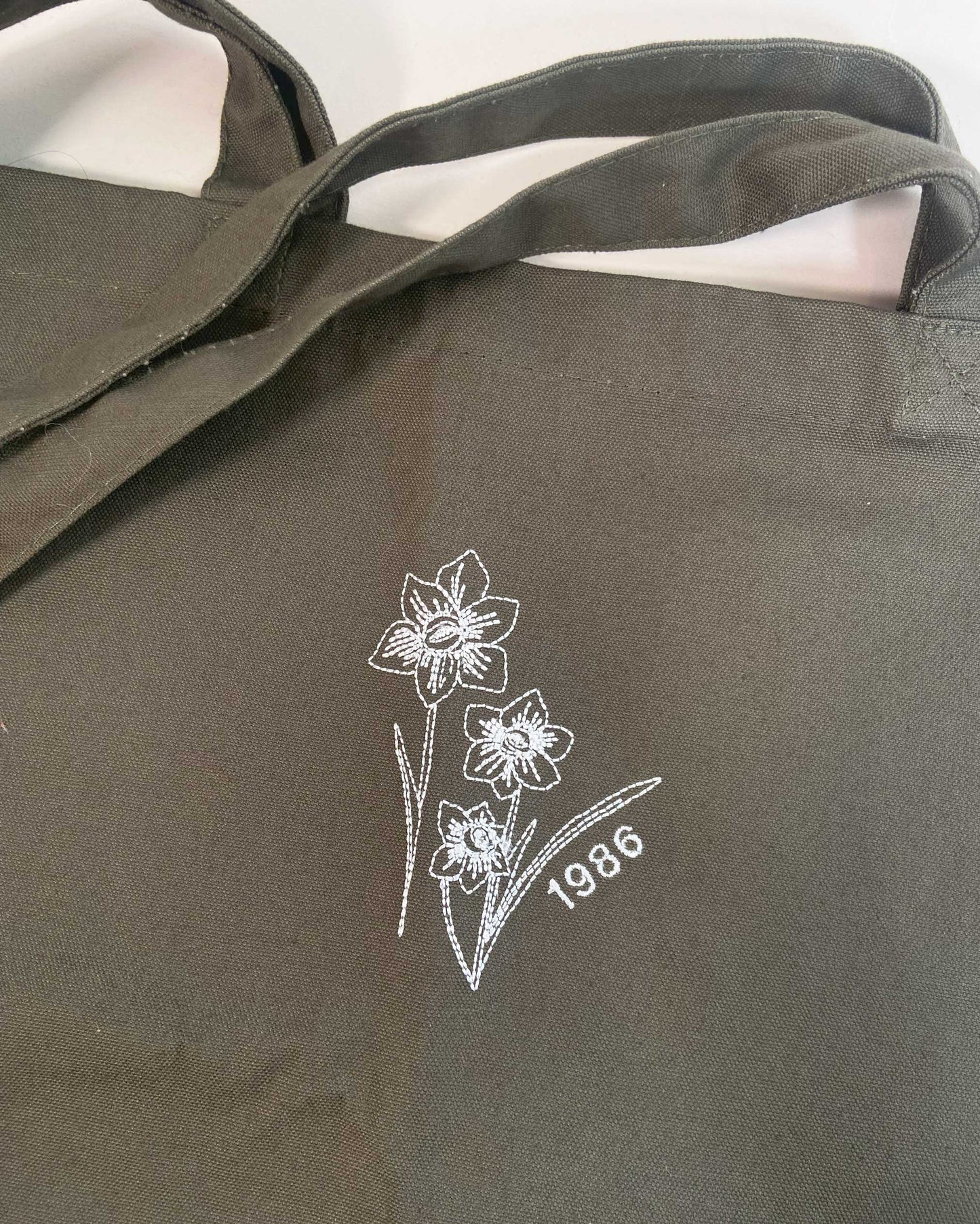 Khaki 1986 Flower Tote Bag