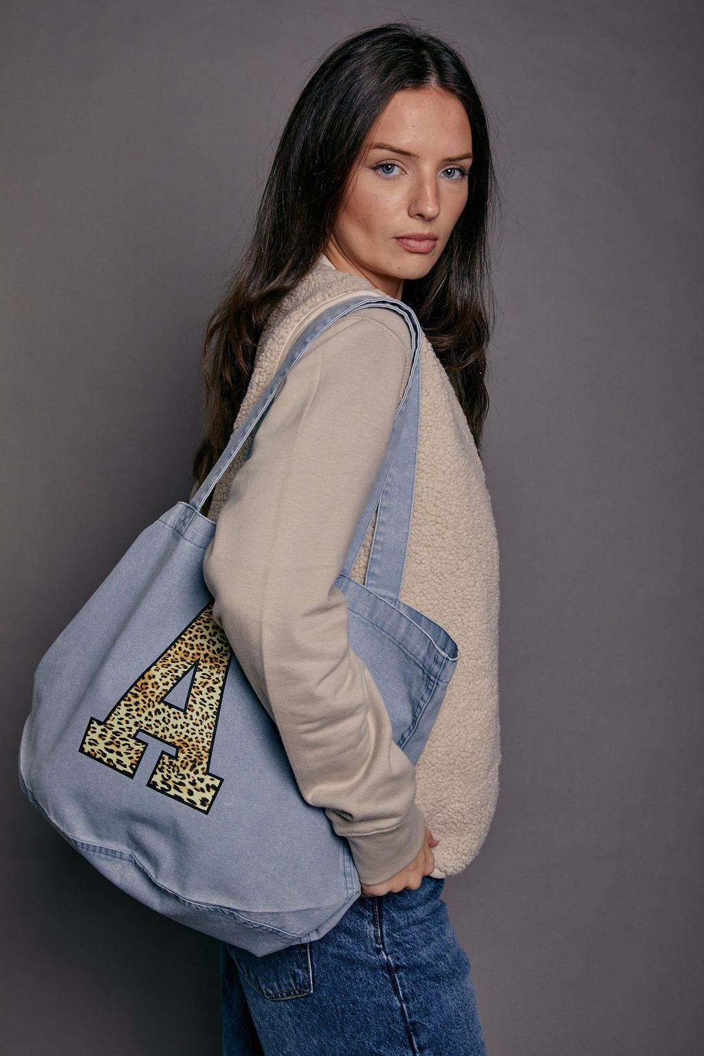 Personalised Leopard Print Initial Tote Bag