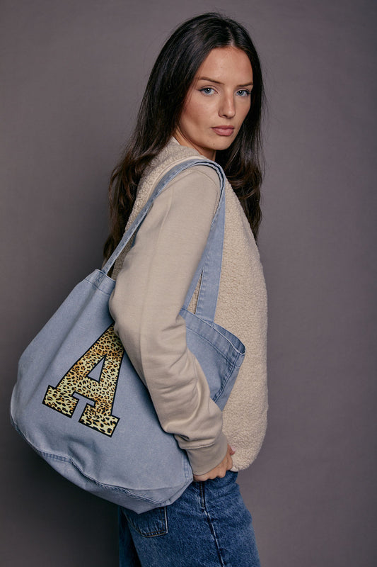 Personalised Leopard Print Initial Tote Bag