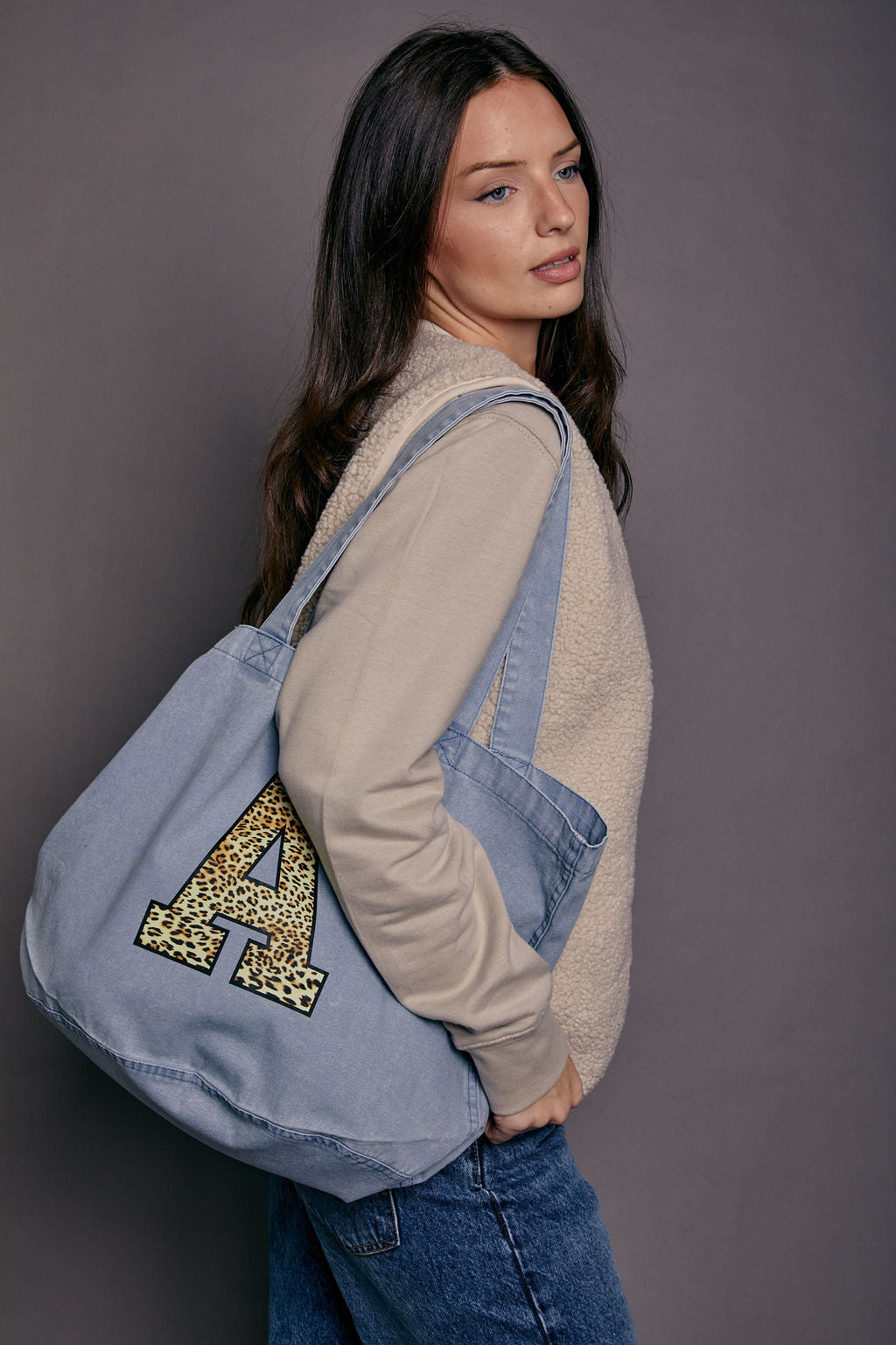 Personalised Leopard Print Initial Tote Bag