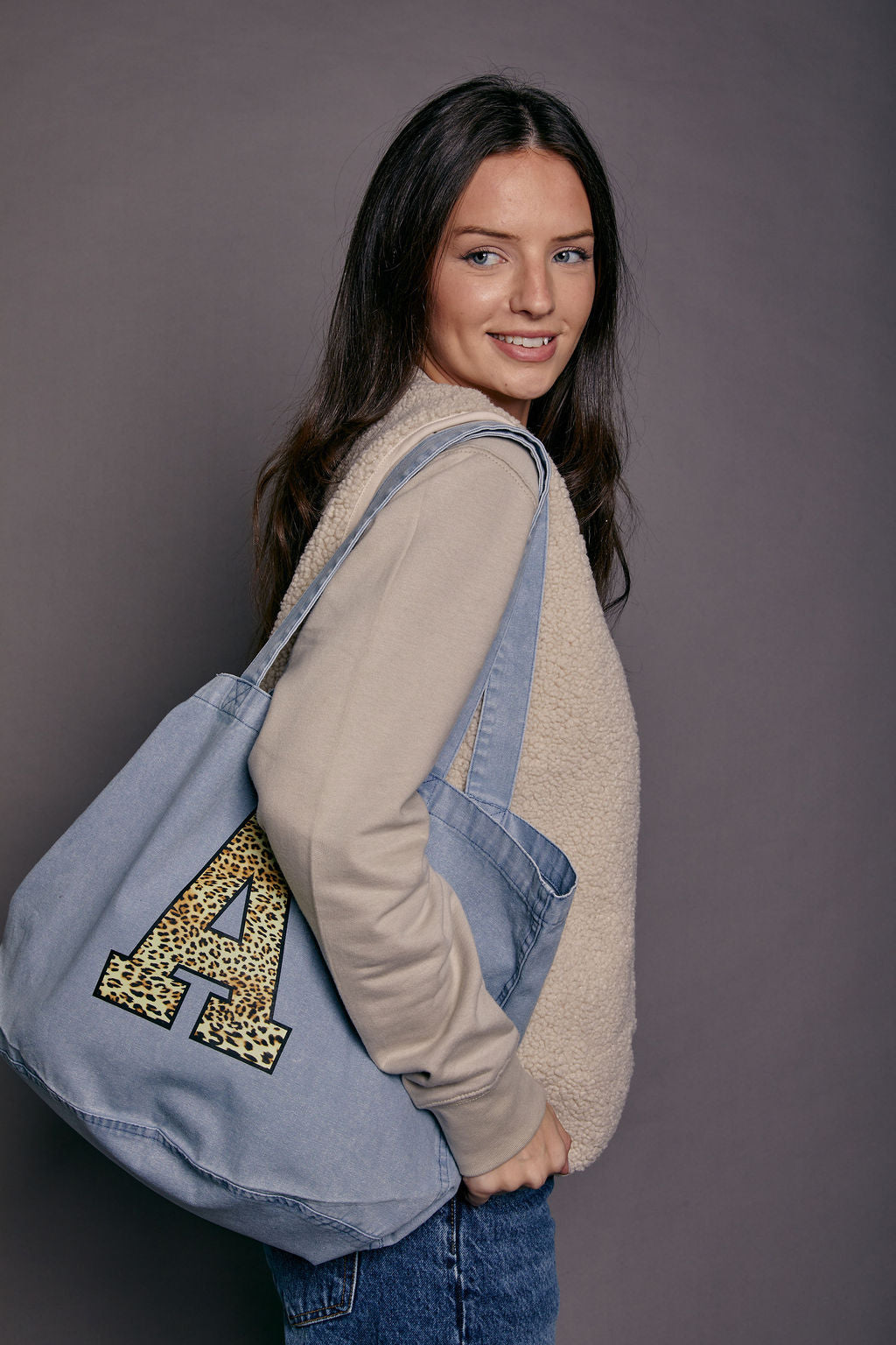 Personalised Leopard Print Initial Tote Bag