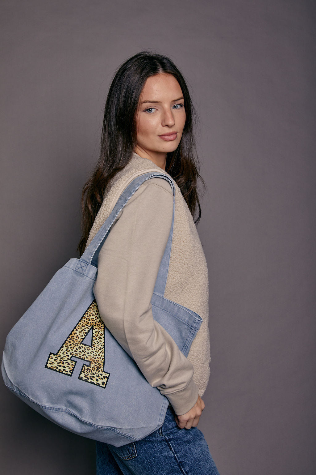 Personalised Leopard Print Initial Tote Bag