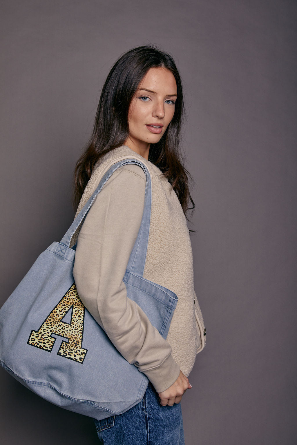 Personalised Leopard Print Initial Tote Bag