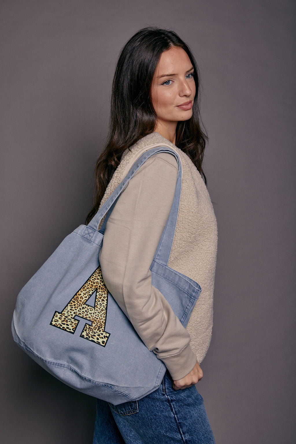 Personalised Leopard Print Initial Tote Bag