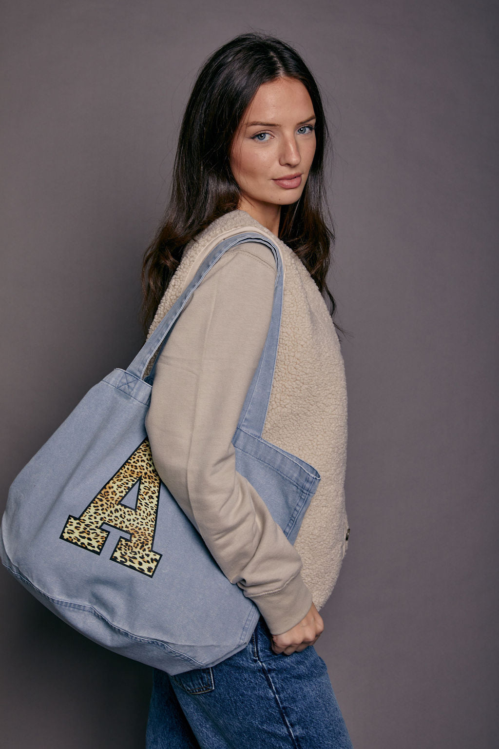 Personalised Leopard Print Initial Tote Bag