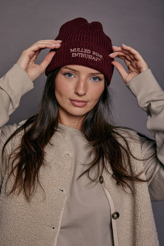 Embroidered Mulled Wine Beanie Hat
