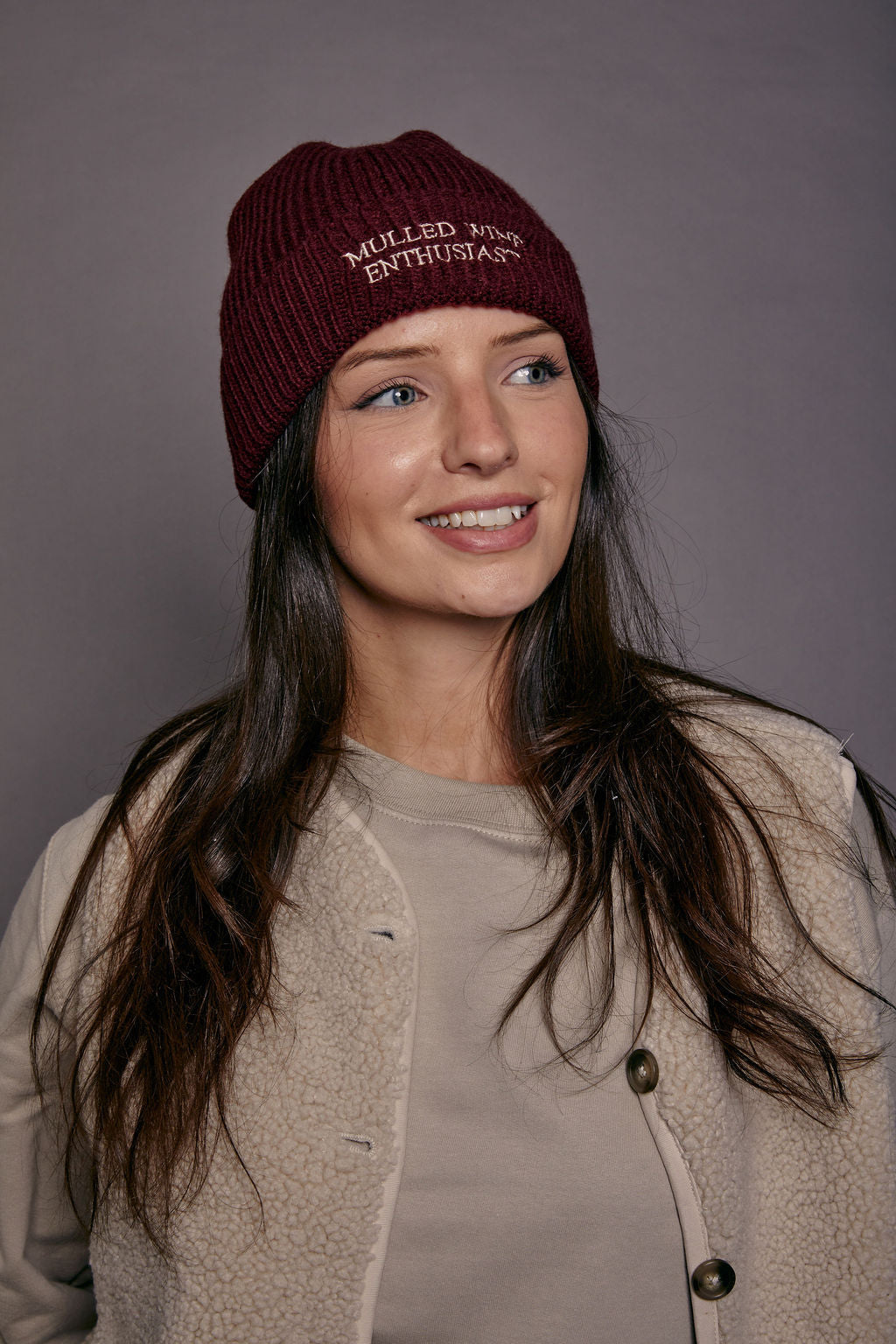 Embroidered Mulled Wine Beanie Hat