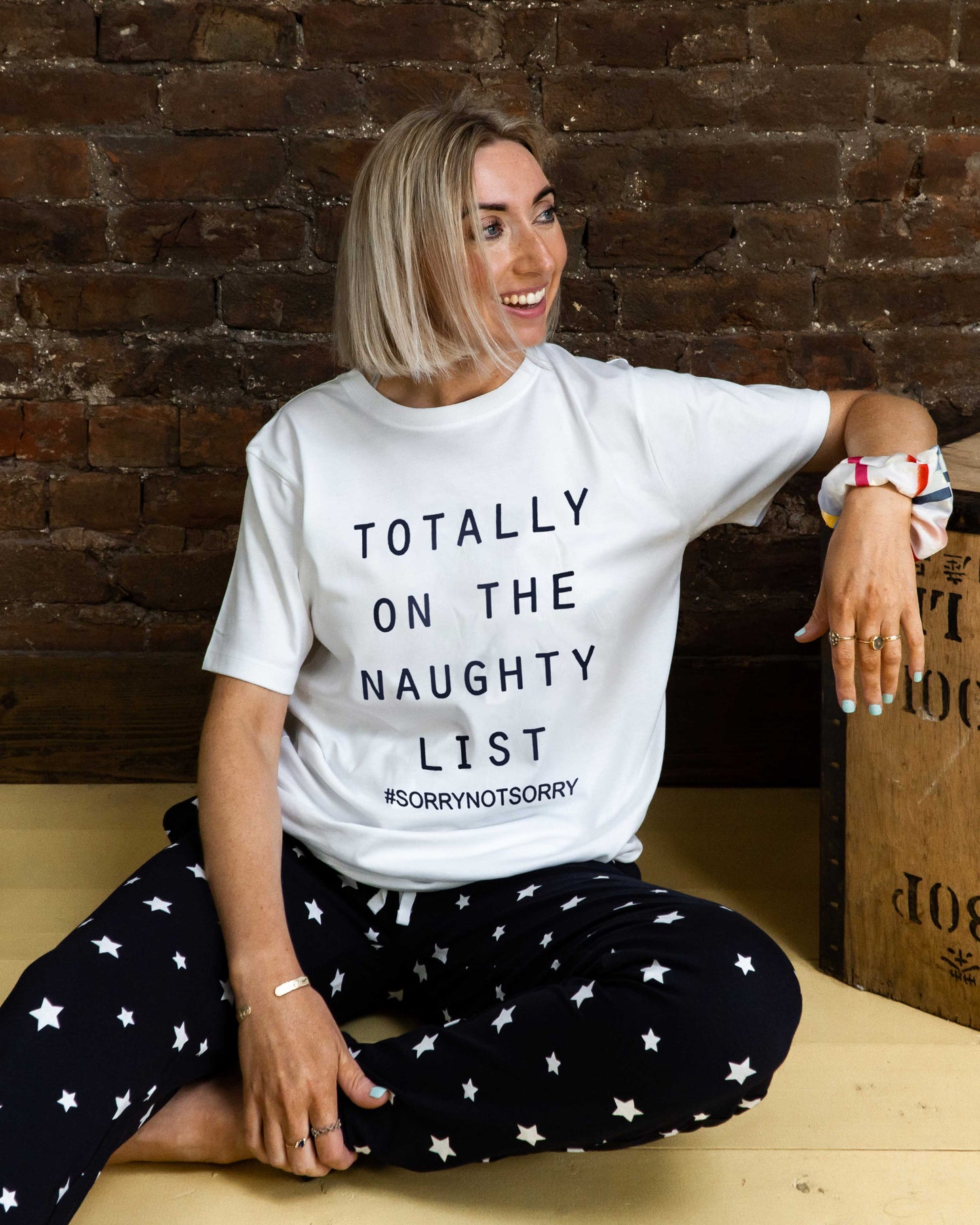 Naughty List Slogan Star Pyjama Set