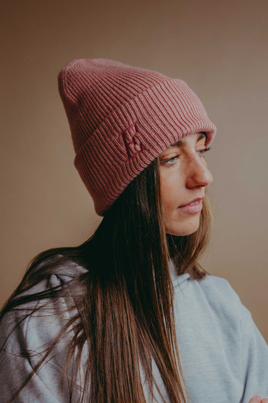 Personalised Serif Initial Embroidered Beanie Hat with Deep Cuff