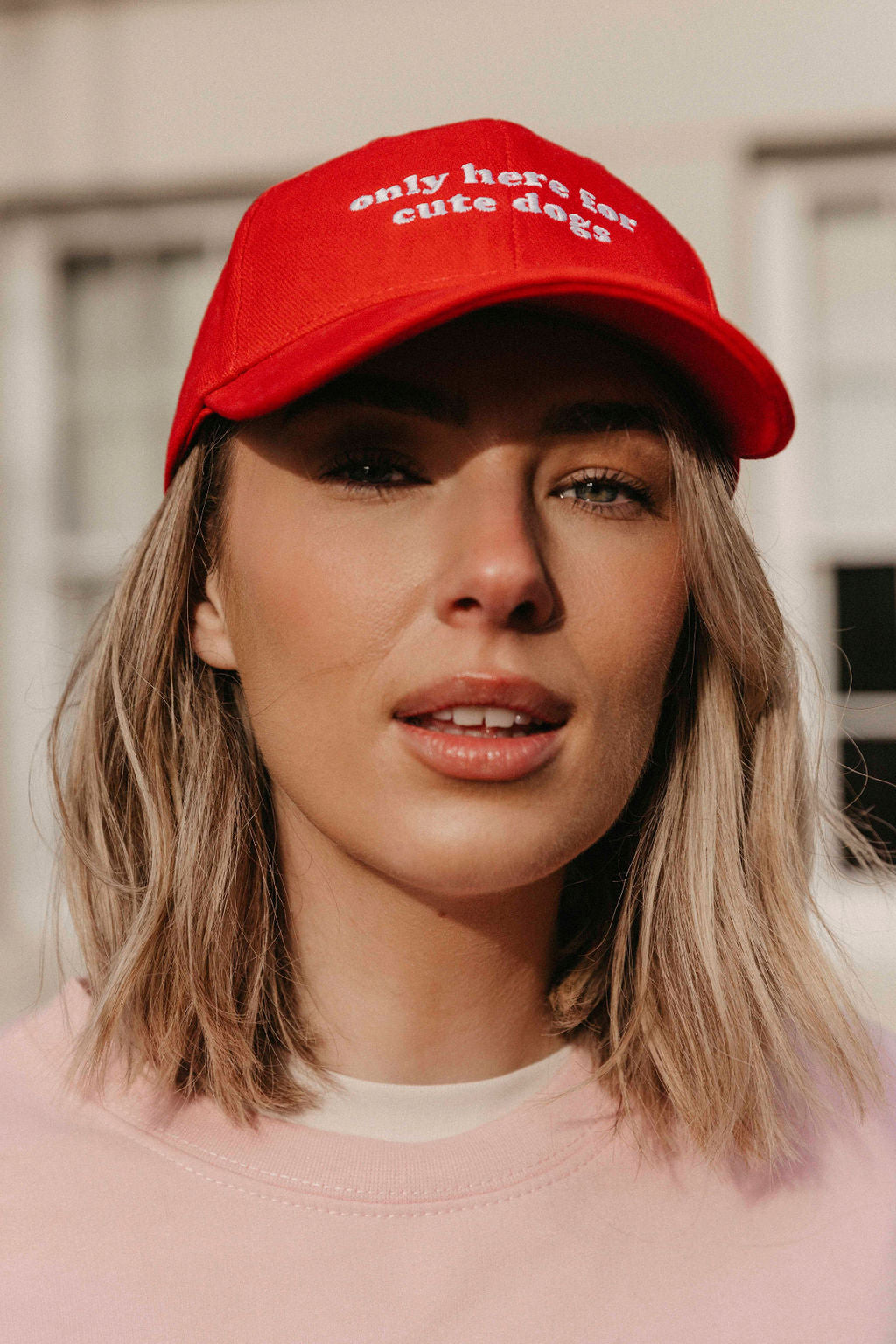 Only Here for Cute Dogs Slogan Cap