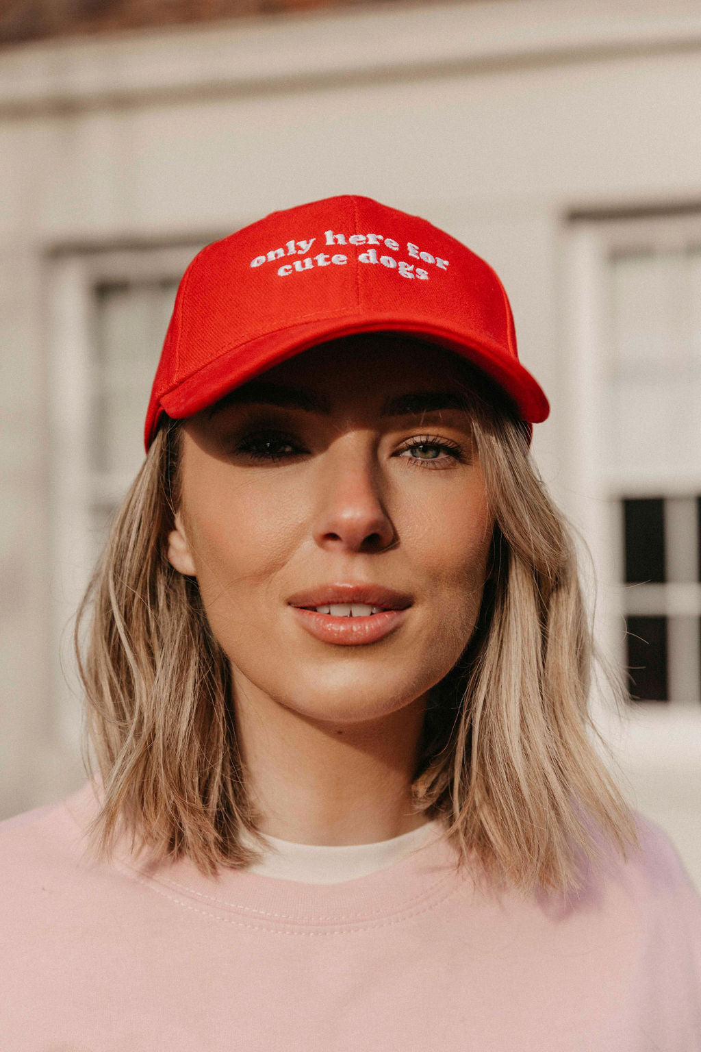Only Here for Cute Dogs Slogan Cap