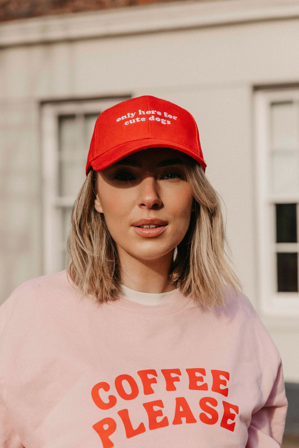 Only Here for Cute Dogs Slogan Cap