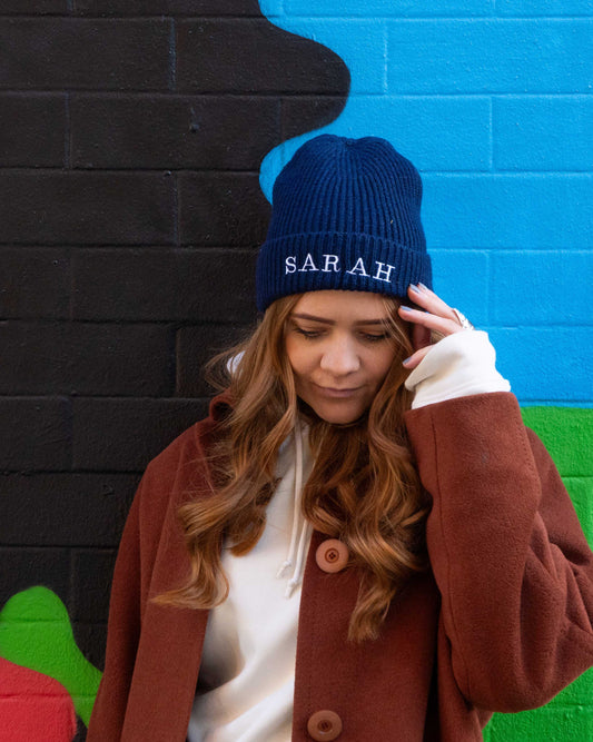 Personalised Custom Name Embroidered Beanie Hat