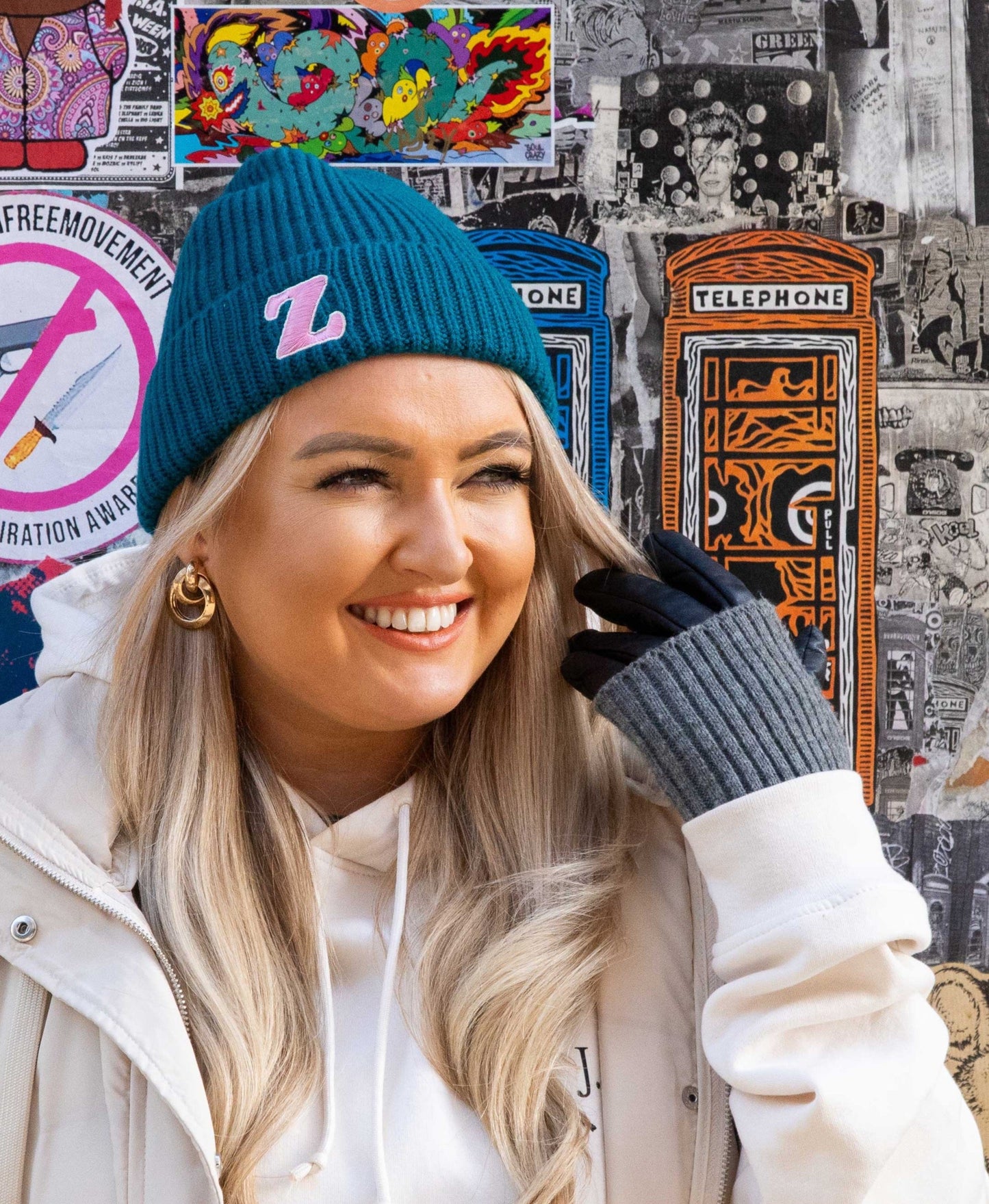 Personalised Retro College Initial Embroidered Beanie Hat
