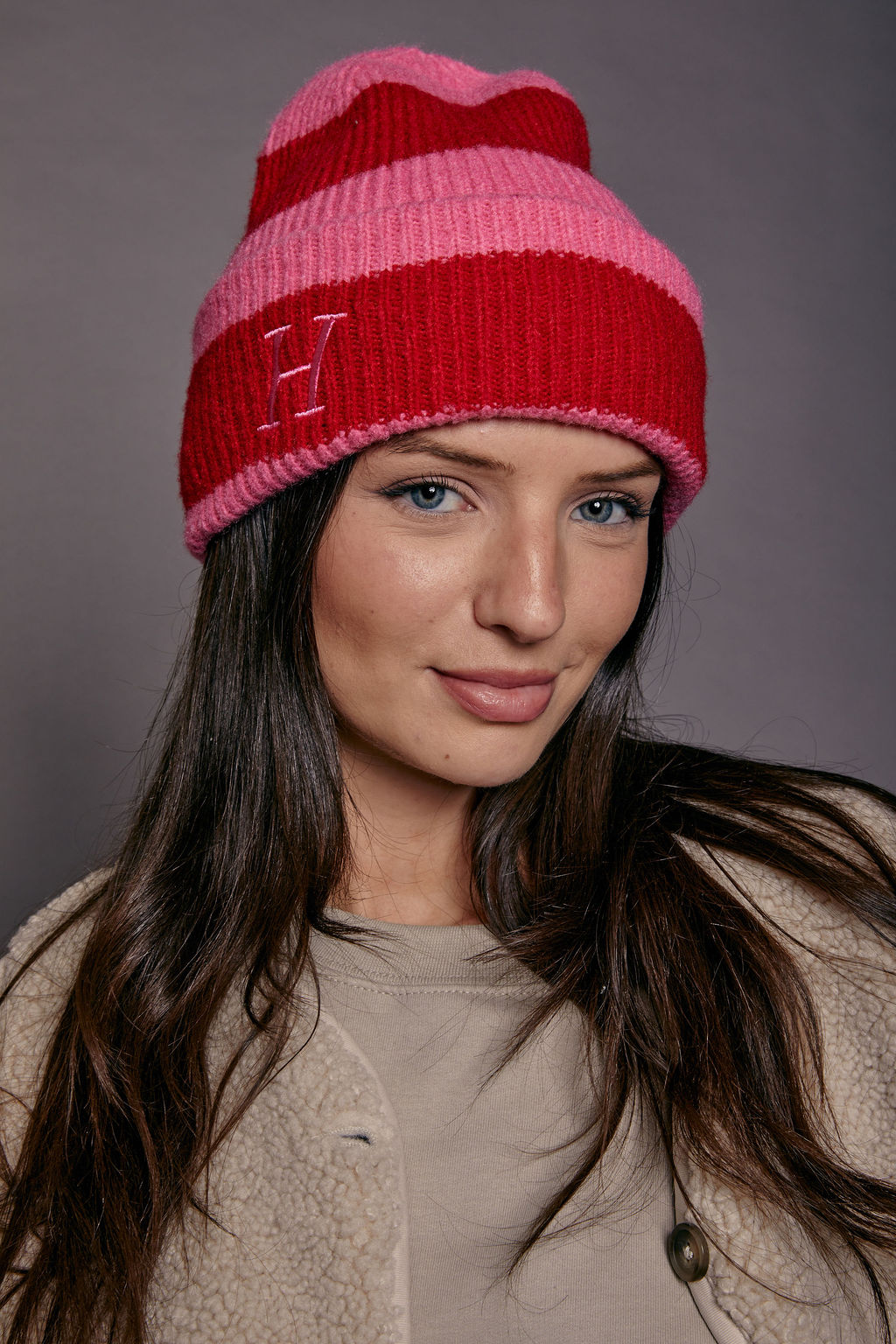 Personalised Striped Beanie Hat with Initial