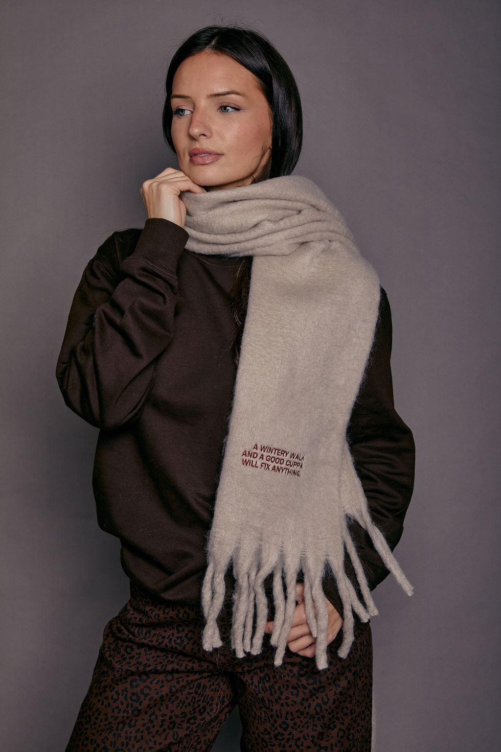 Embroidered Personalised Slogan Scarf