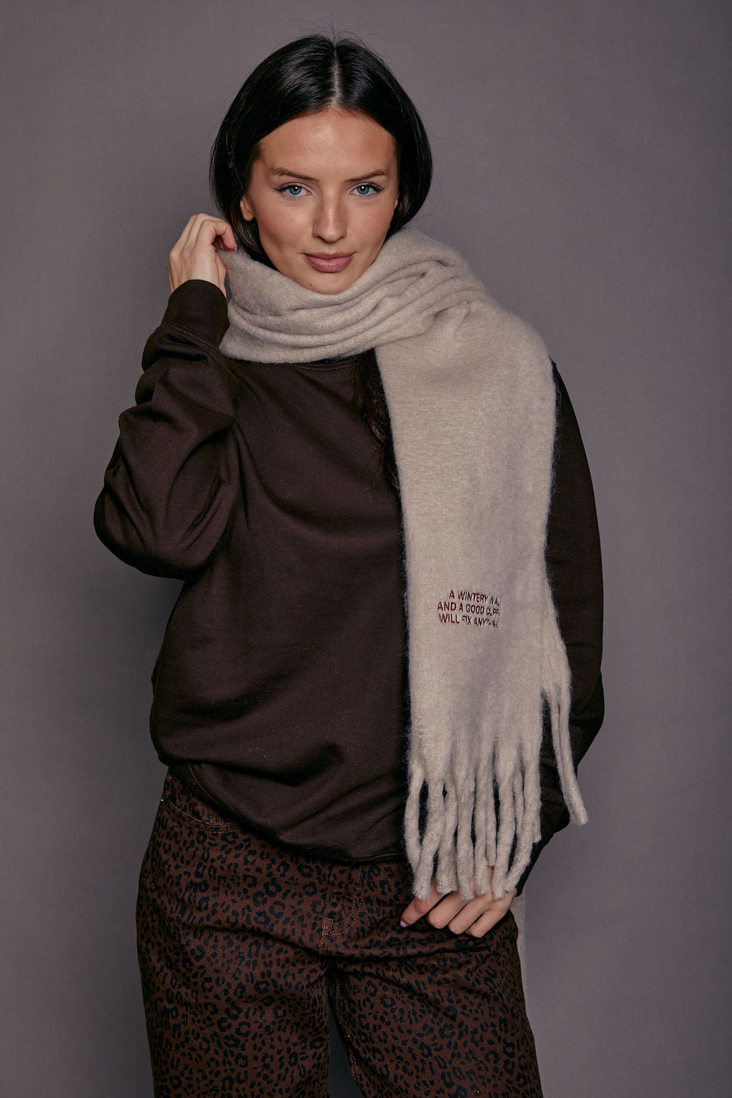 Embroidered Personalised Slogan Scarf