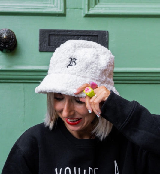 Personalised Initial Shearling Bucket hat
