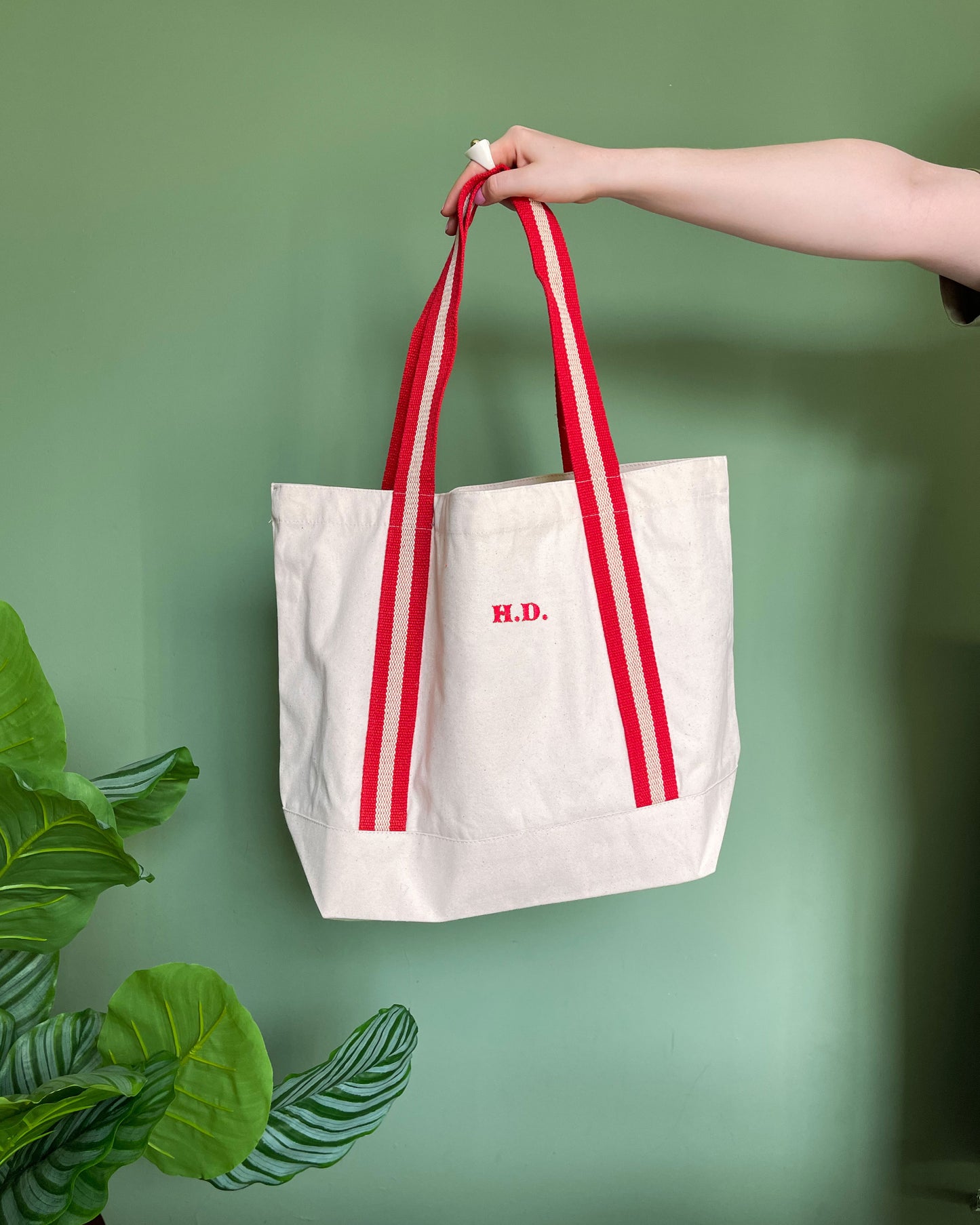Embroidered Retro Initials Boat Bag