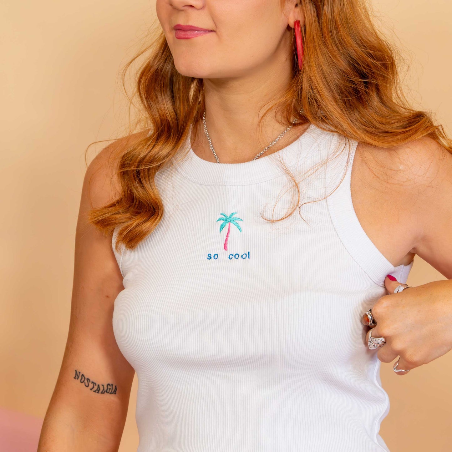 Personalised Palm Tree Cropped Ribbed Vest