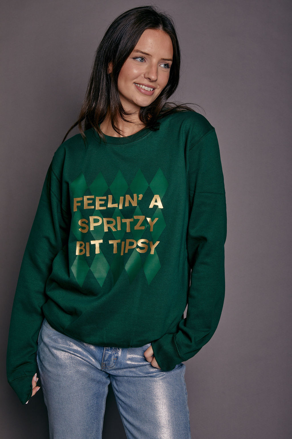 Spritzy Bit Tipsy Slogan Christmas Jumper