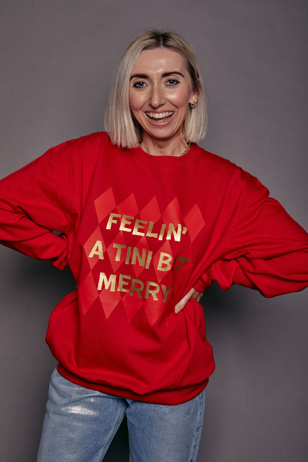 Feelin' a Tini Bit Merry Slogan Christmas Jumper