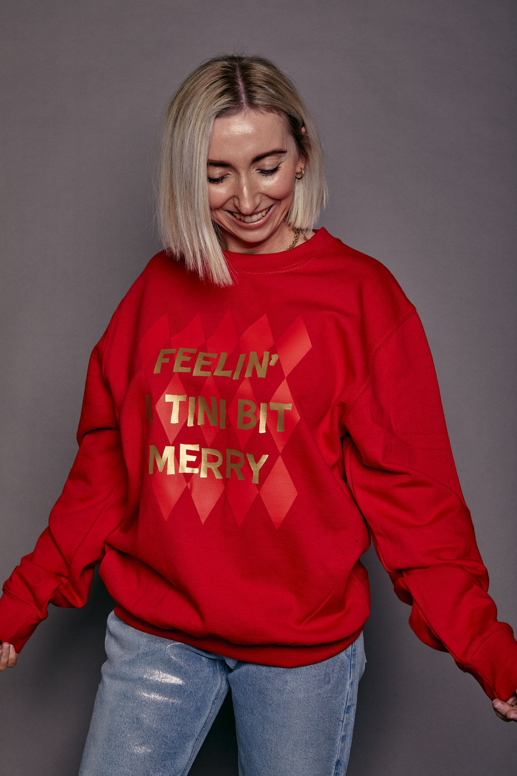 Feelin' a Tini Bit Merry Slogan Christmas Jumper