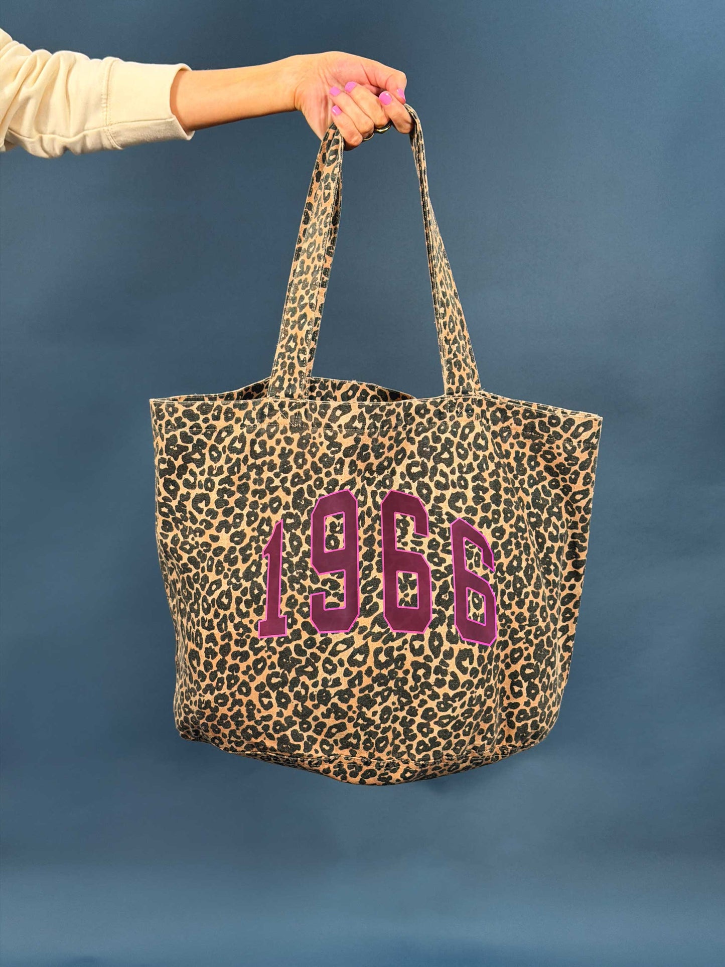 Personalised Varsity Year Leopard print Tote Bag