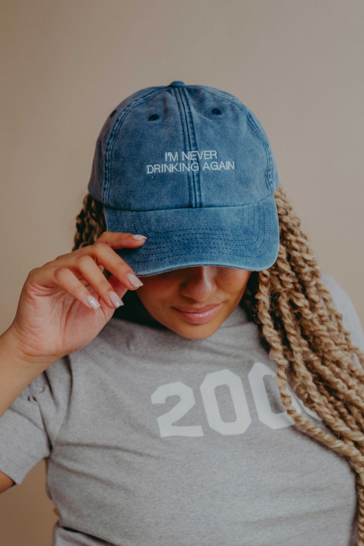 Vintage Style Denim Unisex Personalised Slogan Cap
