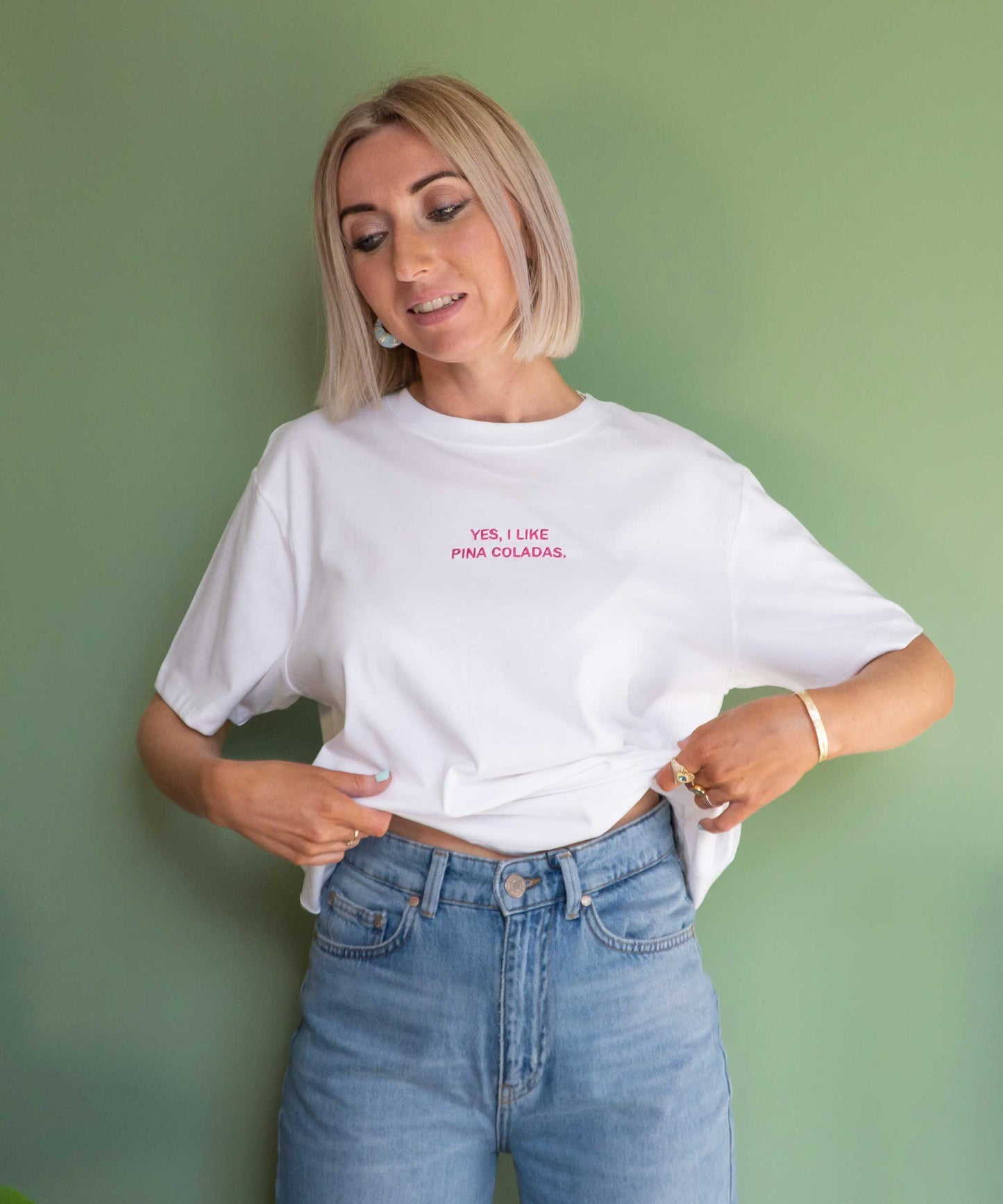 Embroidered Yes I Like Pina Coladas T-shirt