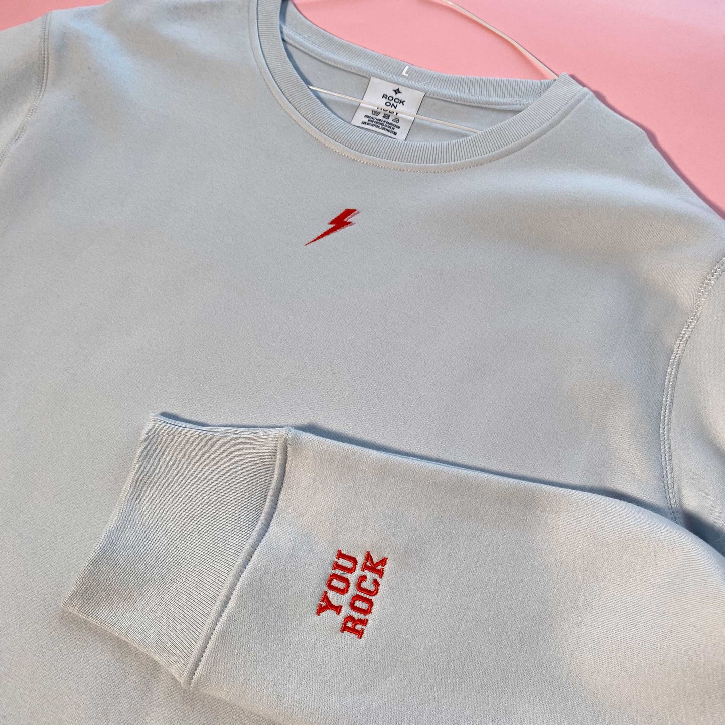 L - You Rock Cuff Pale Blue Sweatshirt SALE