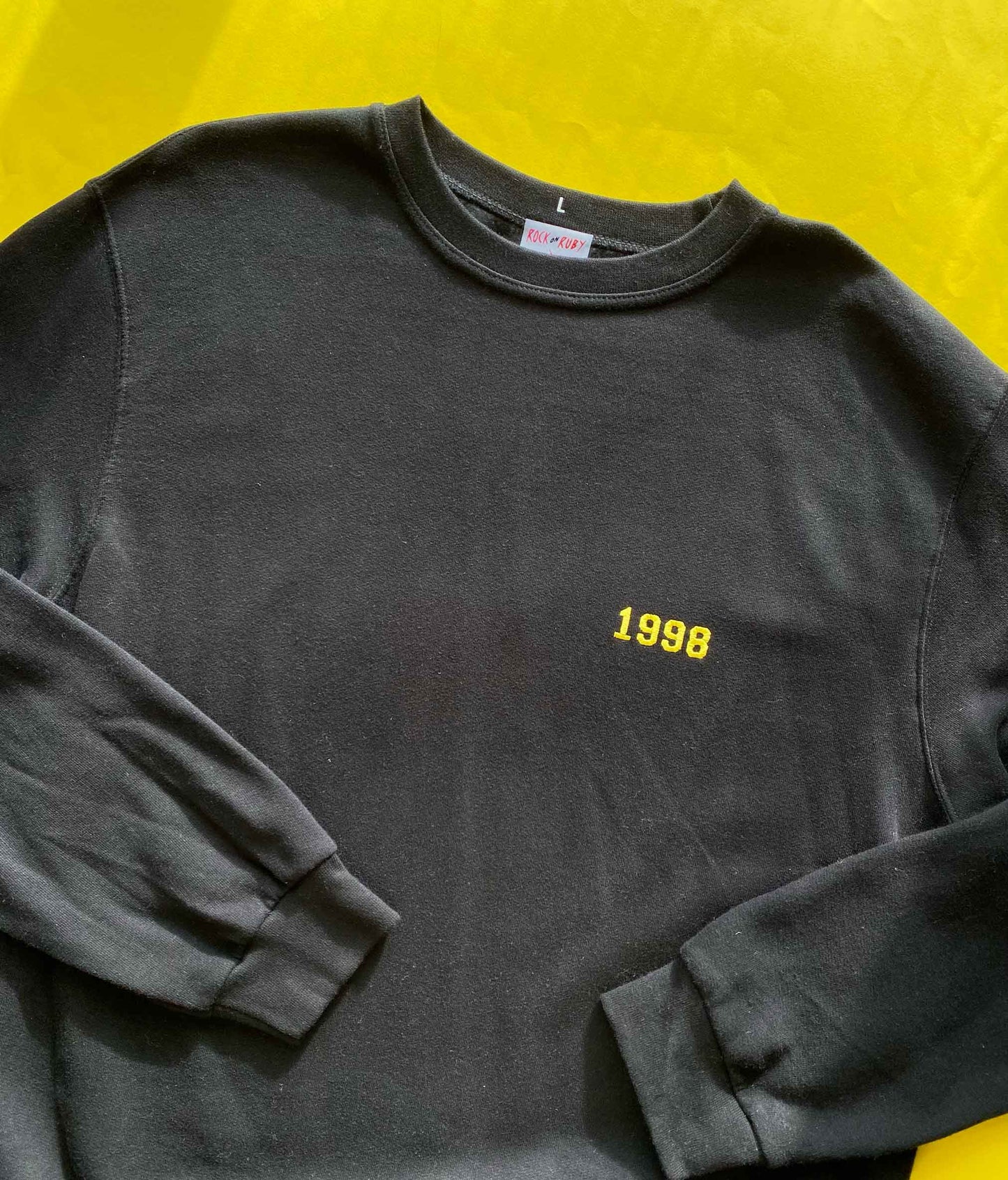 L Black 1998 Embroidered Year sweatshirt SALE