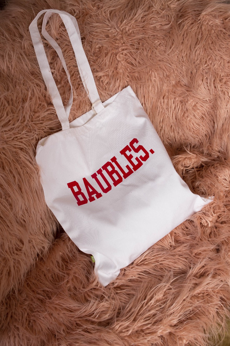 Baubles Slogan Christmas Tote Bag