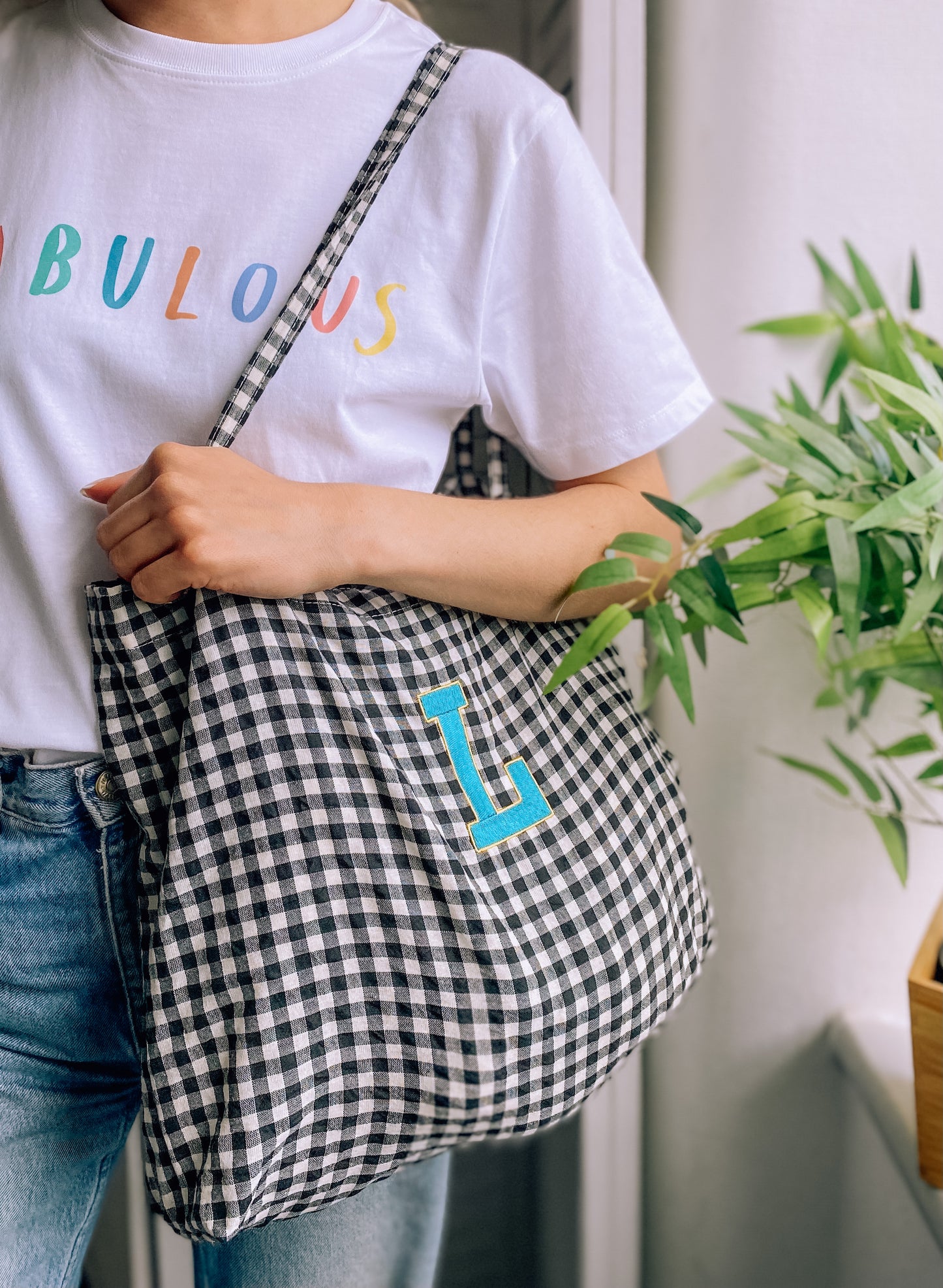 Personalised Gingham Tote Bag