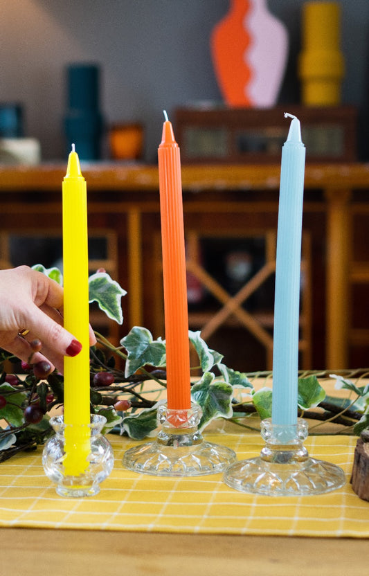 Colourful Ripple Candle Set Of Five