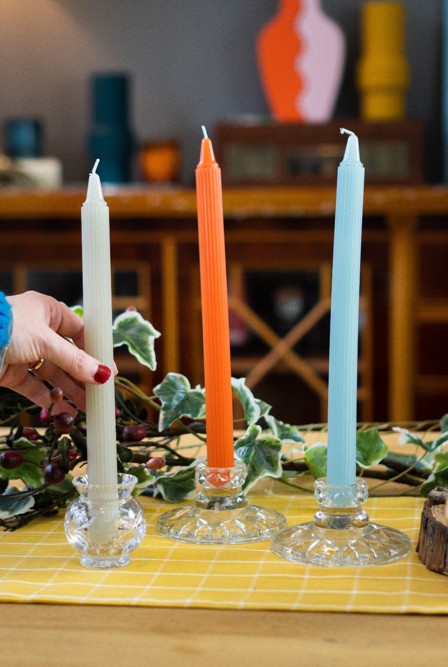Colourful Ripple Candle Set Of Five