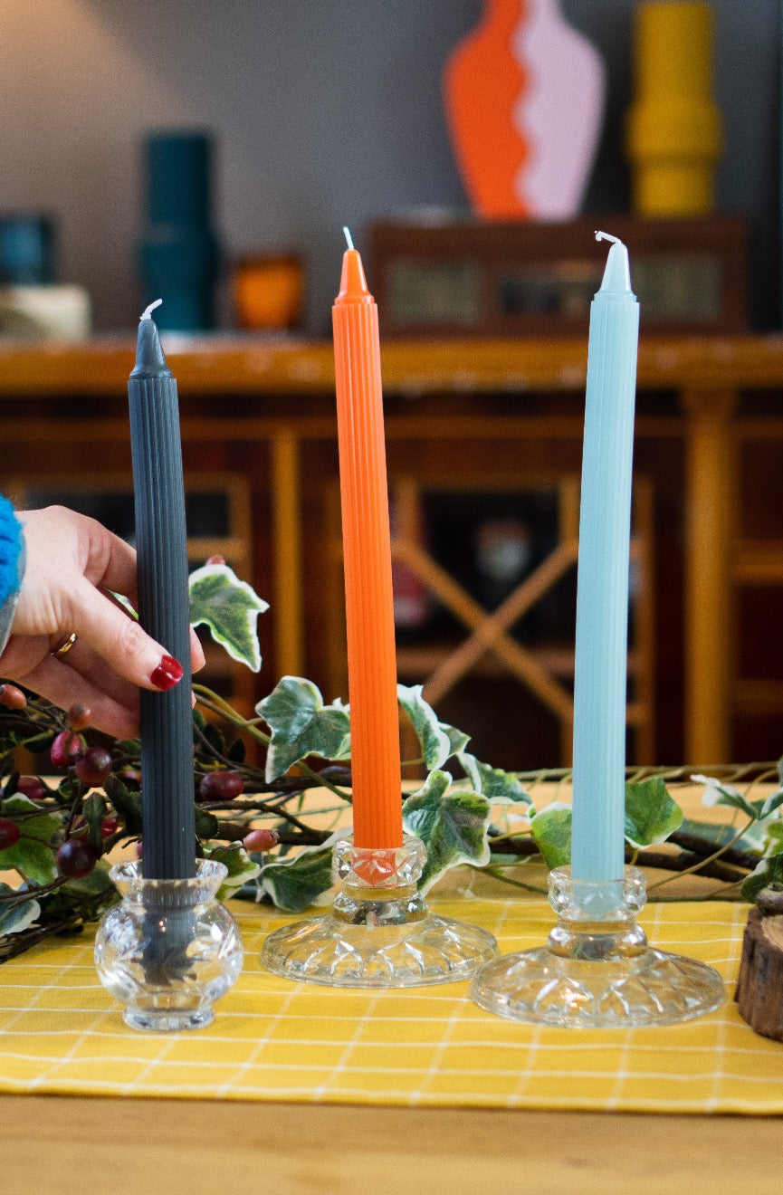 Colourful Ripple Candle Set Of Five