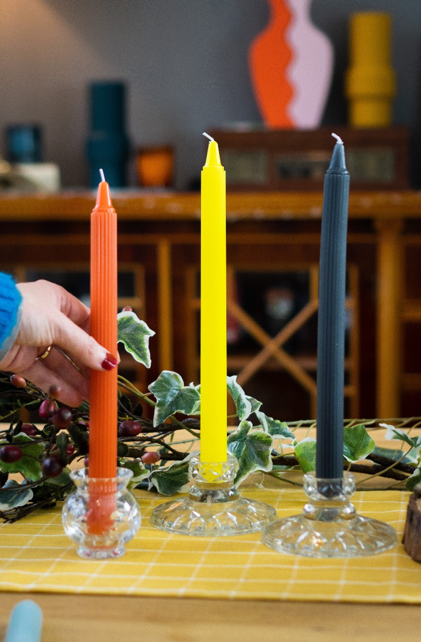 Colourful Ripple Candle Set Of Five