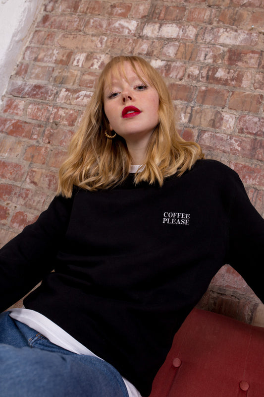 Embroidered Coffee Please Sweatshirt