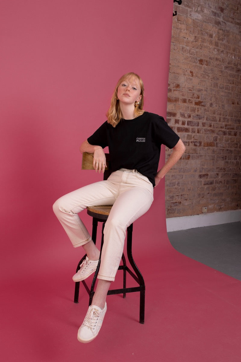 Embroidered Coffee Please T-Shirt