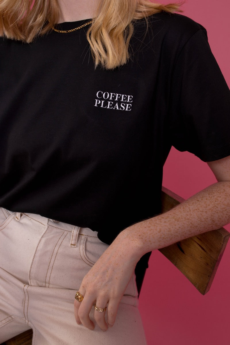 Embroidered Coffee Please T-Shirt